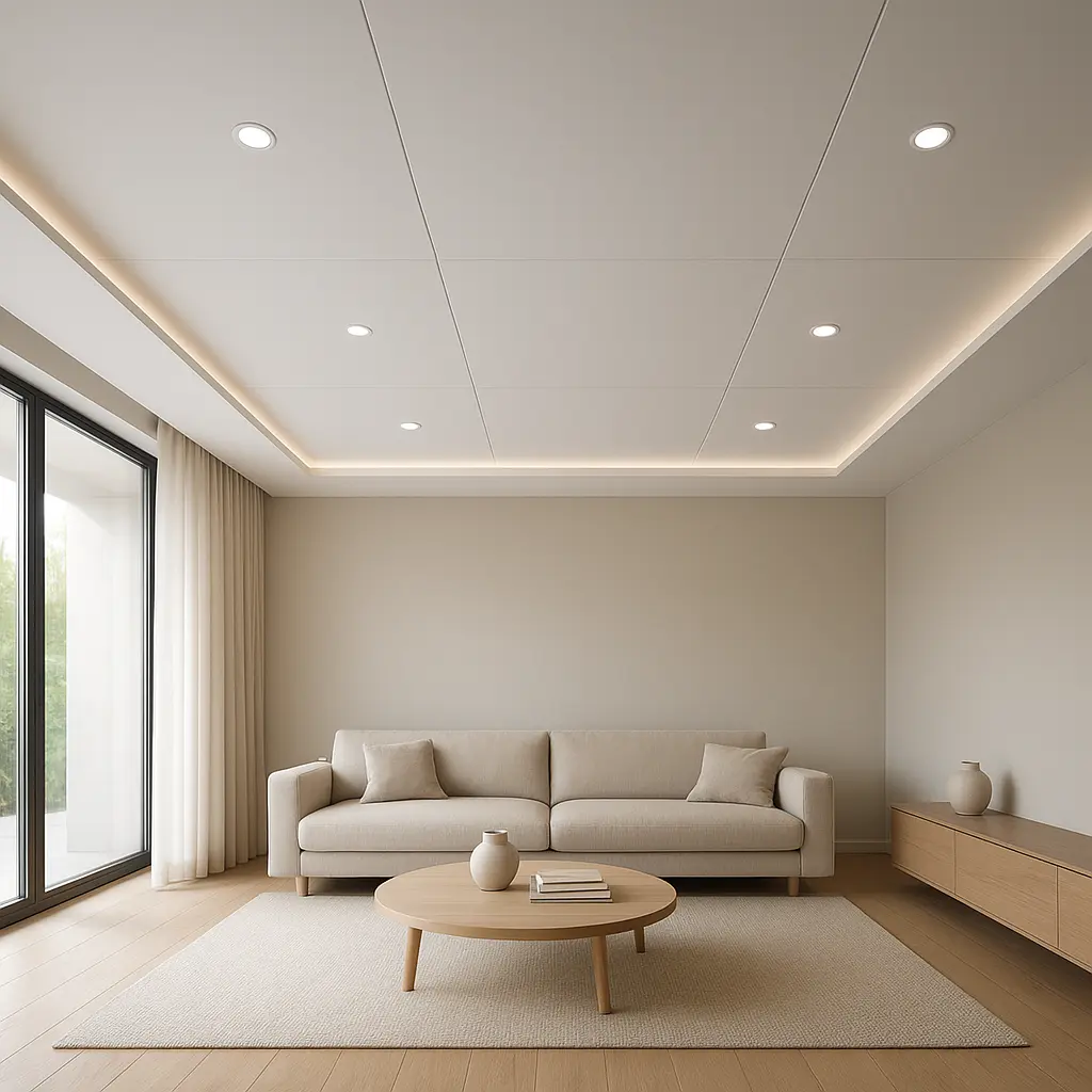 Moderner Raum mit abgehängter Decke